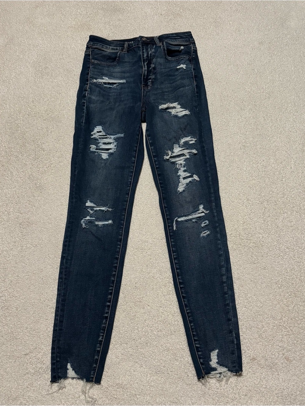 American Eagle Outfitters Dark Indigo Distressed Skinny Jeans